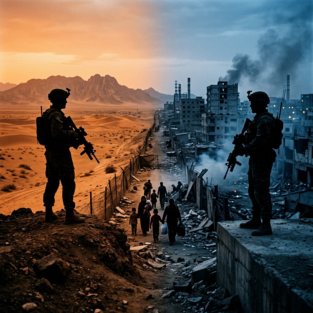 The Cold War's Forgotten Proxies: Lessons for Managing Modern Conflict 3 silhouettes of power on opposing sides, with civilians caught between them.