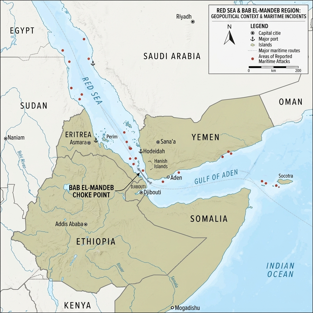 Red Sea Crisis: How Houthi Attacks Are Disrupting Global Shipping 2 map bab el mandeb clean 1781293334681
