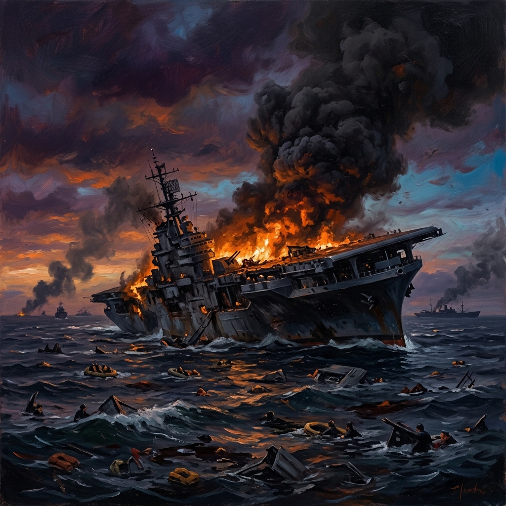 The Battle of Midway: Intelligence, Deception and the Pacific Pivot 3 USS Yorktown at dusk