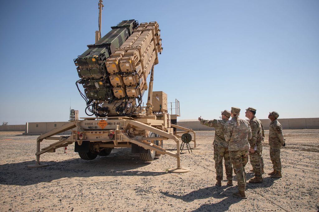 Patriot Missile Battery U.S. Patriot missile defense battery, the type absent during the Shuaiba drone attack