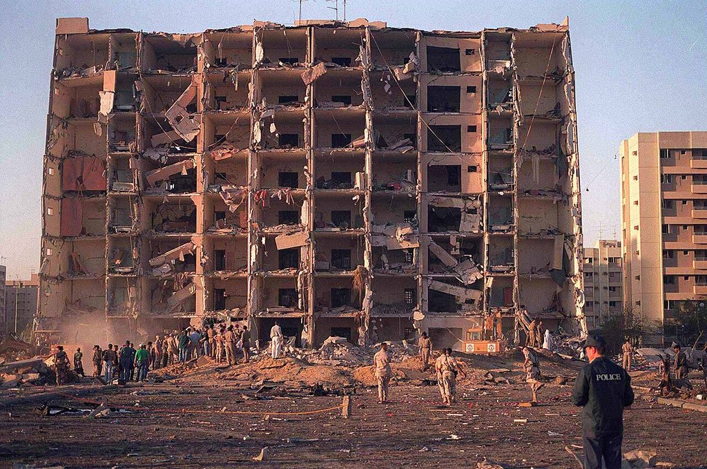 Khobar Towers and the Shuaiba Drone Attack Damage to Khobar Towers, Dhahran, Saudi Arabia, after the 1996 truck bomb attack